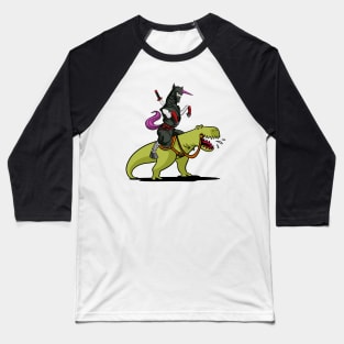 Ninja Unicorn Riding T-Rex Dinosaur Baseball T-Shirt